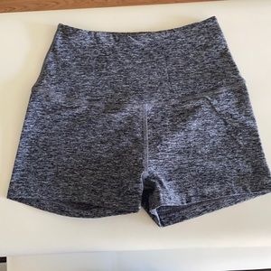 Beyond yoga circuit high waisted spacedye shorts in Black/White color